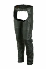 stealthshield black winter leather chaps front