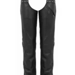 Steel Crest Women's Studded Black Leather Motorcycle Chaps