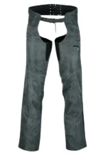 Storm Gray Women's Vintage Leather Motorcycle Chaps