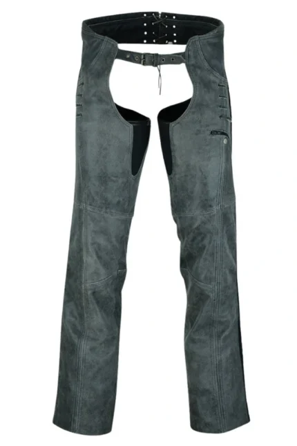 Storm Gray Women's Vintage Leather Motorcycle Chaps