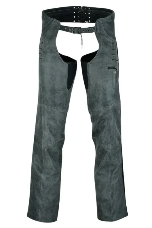Storm Gray Women's Vintage Leather Motorcycle Chaps