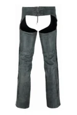 Storm Gray Women's Vintage Leather Motorcycle Chaps Back View