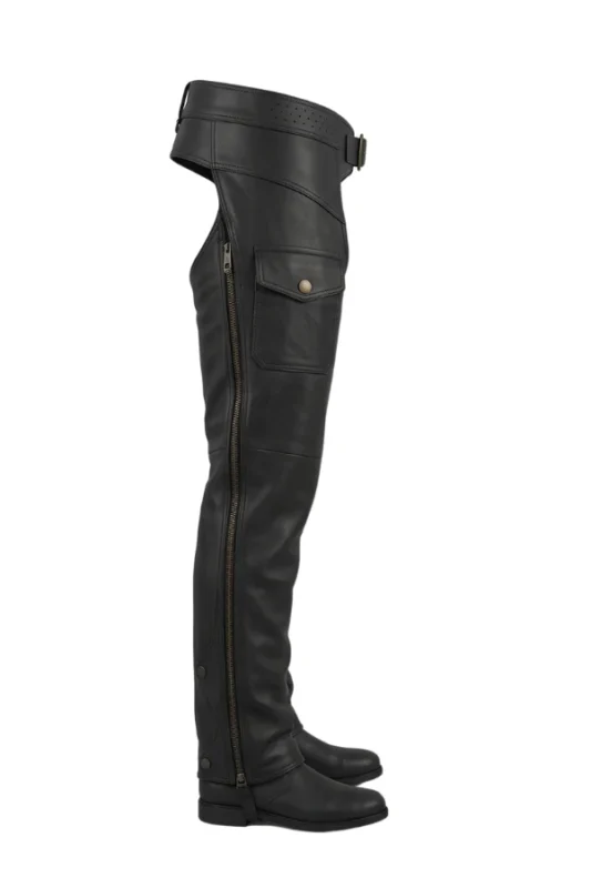TitanTrail Summit Big & Tall Leather Motorcycle Chaps Side View