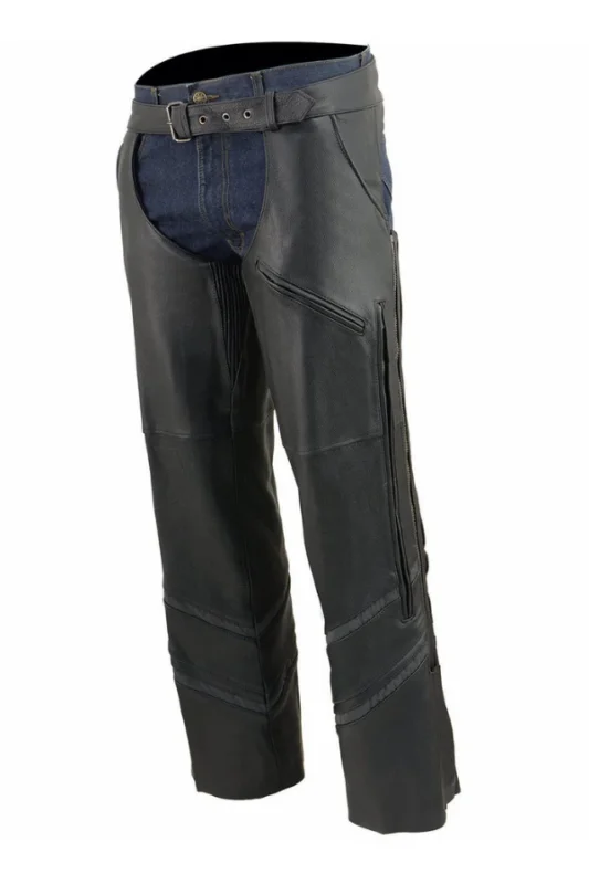 TourGuard AirRide Unisex Leather Motorcycle Chaps Full-Length Side Zipper Detail