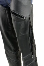 TourGuard AirRide Unisex Leather Motorcycle Chaps Zipper Pocket Detail