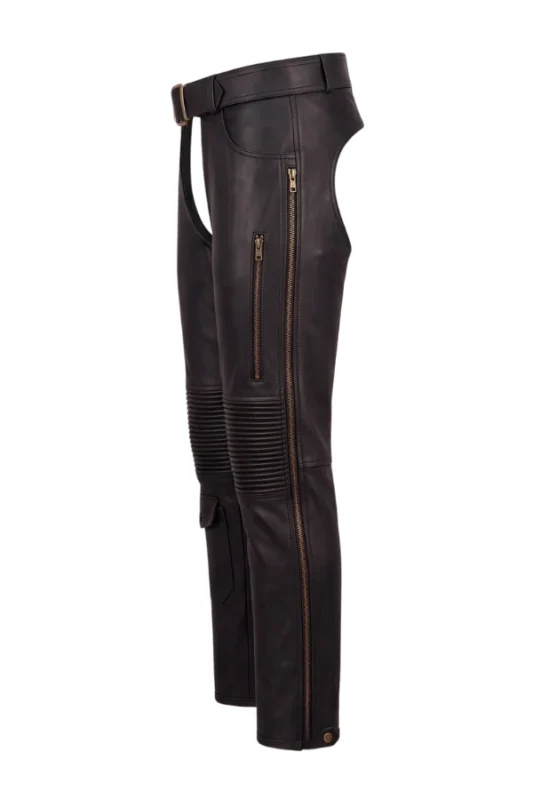 Trail Master Big & Tall Leather Motorcycle Chaps Side View