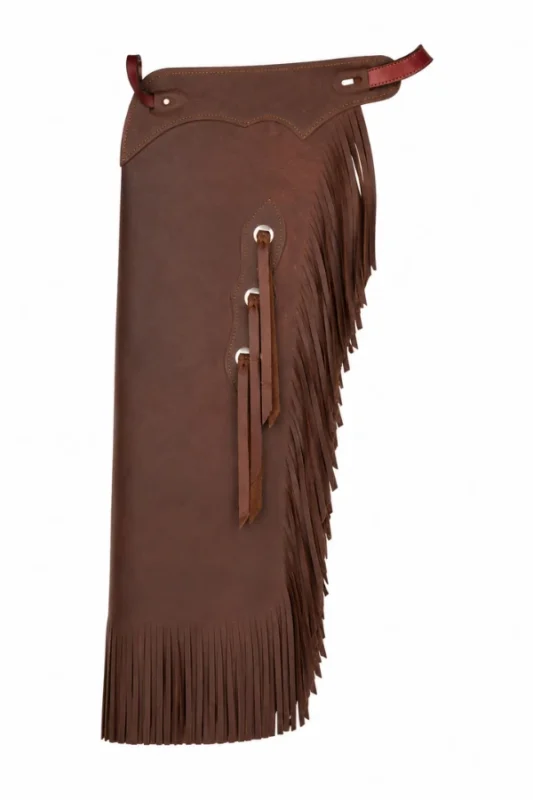 Trailblazer Heritage Leather Chink Chaps with Long Fringe