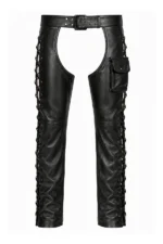 TrailGuard Ranger Unisex Leather Motorcycle Chaps with Utility Pocket