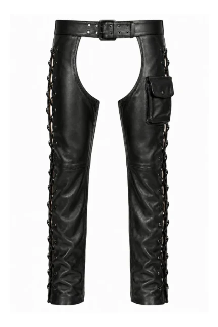TrailGuard Ranger Unisex Leather Motorcycle Chaps with Utility Pocket