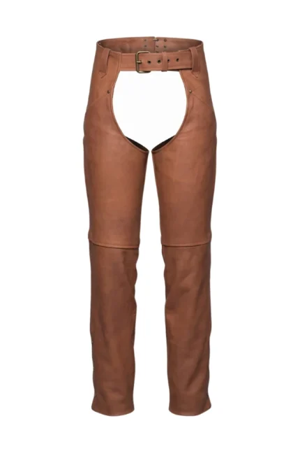 Trailmark Brown Leather Motorcycle Chaps for Men