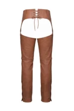 Trailmark Brown Leather Motorcycle Chaps for Men Back View