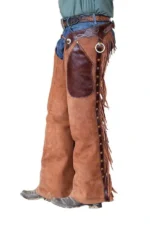 Two-Tone Western Fringe Shotgun Chaps Worn View