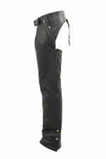 unisex black winter leather motorcycle chaps side