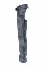 unisex charcoal winter leather motorcycle chaps side