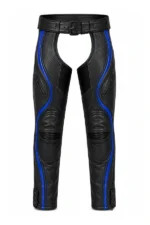 VelocityFlow Apex Blue Unisex Leather Motorcycle Chaps