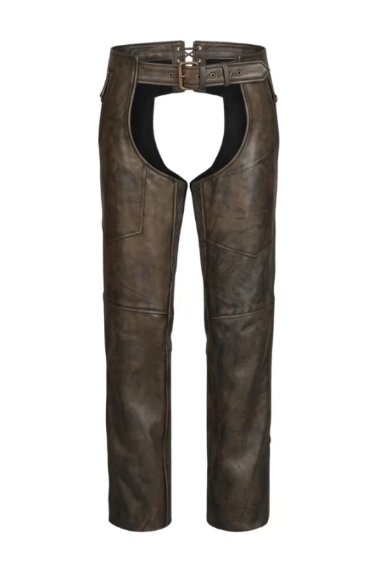 Vintage Brown Leather Motorcycle Chaps