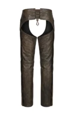 Vintage Brown Leather Motorcycle Chaps Back View