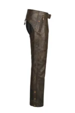 Vintage Brown Leather Motorcycle Chaps Side View