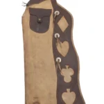 Vintage Tan Leather Batwing Chaps with Western Card-Suit Appliqué