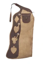 Vintage Tan Leather Batwing Chaps with Western Card-Suit Appliqué Side View