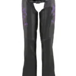 Violet Flame Women's Black Leather Motorcycle Chaps