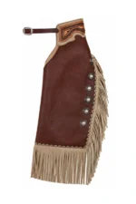 Western Heritage Leather Chink Chaps with Tooled Yoke and Conchos