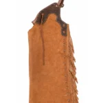 Youth Batwing Chaps in Tan Suede with Brown Leather Fringe