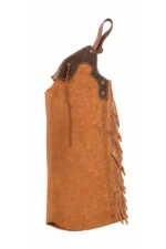 Youth Batwing Chaps in Tan Suede with Brown Leather Fringe